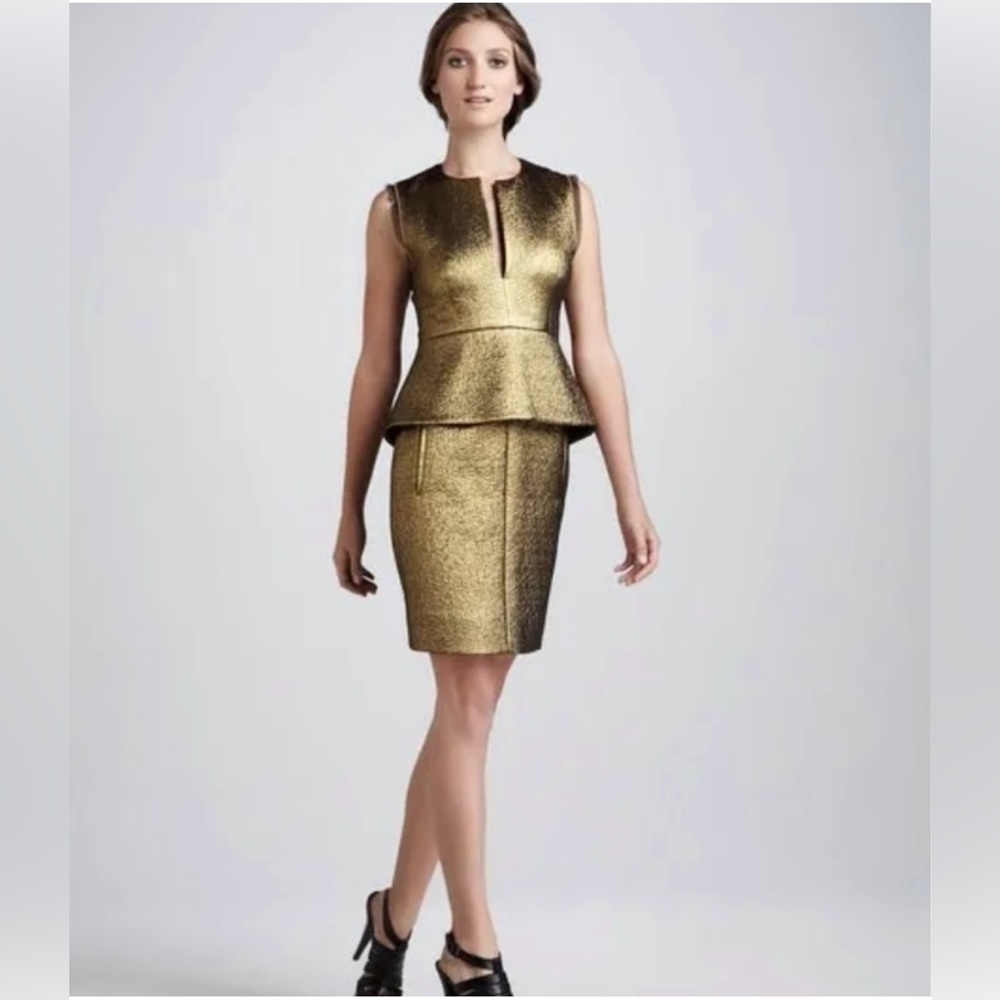 NWT - Diane von Furstenberg gold metallic peplum dress - Picture 5 of 5